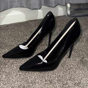 Sleek Black Patent Leather Heels